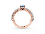Rose gold Fancy Blue Emerald  Diamond Prong Setting with Side Stones on a Pave Band_144