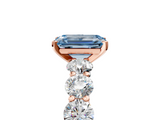 Rose gold Fancy Blue Emerald  Diamond Prong Setting with Side Stones on a Pave Band_146