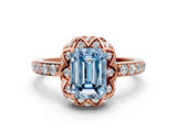 Rose gold Fancy Blue Emerald  Diamond Solitaire Ring with Shared Prong Pavé Band_55