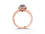 Rose gold Fancy Blue Emerald  Diamond Solitaire Ring with Shared Prong Pavé Band_58