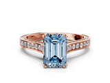 Rose gold Fancy Blue Emerald  Diamond Solitaire with Pave Band and Six-Prong Setting_19