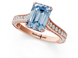 Rose gold Fancy Blue Emerald  Diamond Solitaire with Pave Band and Six-Prong Setting_20
