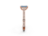 Rose gold Fancy Blue Emerald  Diamond Solitaire with Pave Band and Six-Prong Setting_21