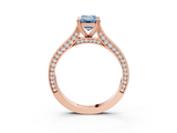 Rose gold Fancy Blue Emerald  Diamond Solitaire with Pave Band and Six-Prong Setting_22