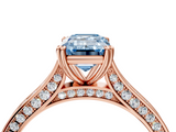 Rose gold Fancy Blue Emerald  Diamond Solitaire with Pave Band and Six-Prong Setting_23