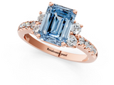 Rose gold Fancy Blue Emerald  Diamond Three-Stone Pave Band with Four-Prong Setting_21