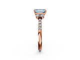 Rose gold Fancy Blue Emerald  Diamond Three-Stone Pave Band with Four-Prong Setting_22