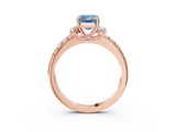 Rose gold Fancy Blue Emerald  Diamond Three-Stone Pave Band with Four-Prong Setting_23