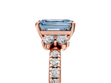 Rose gold Fancy Blue Emerald  Diamond Three-Stone Pave Band with Four-Prong Setting_25