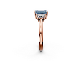 Rose gold Fancy Blue Emerald  Diamond Three-Stone Ring with Trapezoid Side Stones and Prong Setting_19