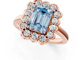 Rose gold Fancy Blue Emerald  Halo Cluster Diamond Engagement Ring with Solitaire Band and Prong Setting_50