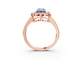 Rose gold Fancy Blue Emerald  Halo Cluster Diamond Engagement Ring with Solitaire Band and Prong Setting_52