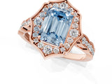Rose gold Fancy Blue Emerald  Halo Diamond Engagement Ring with Milgrain Band and Four-Prong Setting_50