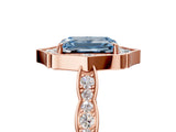 Rose gold Fancy Blue Emerald  Halo Diamond Engagement Ring with Milgrain Band and Four-Prong Setting_54