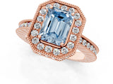 Rose gold Fancy Blue Emerald  Halo Diamond Engagement Ring with Milgrain Pave Band and Four-Prong Setting_39