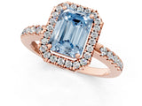 Rose gold Fancy Blue Emerald  Halo Diamond Engagement Ring with Pavé Band and Four-Prong Setting_94