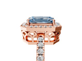 Rose gold Fancy Blue Emerald  Halo Diamond Engagement Ring with Pavé Band and Four-Prong Setting_98
