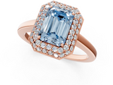 Rose gold Fancy Blue Emerald  Halo Diamond Engagement Ring with Solitaire Band and Four-Prong Setting_20