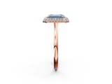 Rose gold Fancy Blue Emerald  Halo Diamond Engagement Ring with Solitaire Band and Four-Prong Setting_21