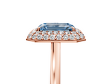 Rose gold Fancy Blue Emerald  Halo Diamond Engagement Ring with Solitaire Band and Four-Prong Setting_24