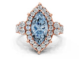 Rose gold Fancy Blue Emerald  Halo Diamond Engagement Ring with Split Shank and Four-Prong Setting_43