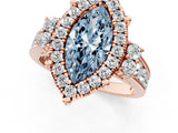 Rose gold Fancy Blue Emerald  Halo Diamond Engagement Ring with Split Shank and Four-Prong Setting_44