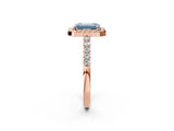 Rose gold Fancy Blue Emerald  Halo Diamond Pavé Solitaire Ring_53