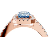 Rose gold Fancy Blue Emerald  Halo Diamond Pavé Solitaire Ring_55