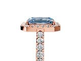 Rose gold Fancy Blue Emerald  Halo Diamond Pavé Solitaire Ring_56