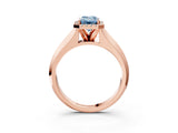 Rose gold Fancy Blue Emerald  Halo Diamond Ring with Cathedral Band and Four-Prong Setting_52