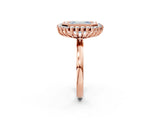 Rose gold Fancy Blue Emerald  Halo Diamond Ring with Milgrain Edge and Round Prong Setting_27