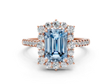 Rose gold Fancy Blue Emerald  Halo Diamond Ring with Pavé Band and Prong Setting_20