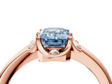 Rose gold Fancy Blue Emerald  Halo Diamond Ring with Round Cluster Setting, Solitaire Band, and Four-Prong Setting_53