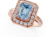 Rose gold Fancy Blue Emerald  Halo Diamond Ring with Split Shank and Four-Prong Setting_33