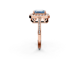 Rose gold Fancy Blue Emerald  Halo Diamond Ring with Split Shank and Four-Prong Setting_34