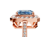 Rose gold Fancy Blue Emerald  Halo Diamond Ring with Split Shank and Four-Prong Setting_37