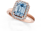 Rose gold Fancy Blue Emerald  Halo Diamond Solitaire with Pavé Band and Four-Prong Setting_75