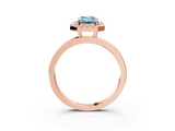 Rose gold Fancy Blue Emerald  Halo Diamond Solitaire with Pavé Band and Four-Prong Setting_77