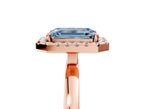 Rose gold Fancy Blue Emerald  Halo Diamond Solitaire with Pavé Band and Four-Prong Setting_79