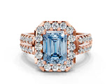 Rose gold Fancy Blue Emerald  Halo Diamond Split Shank Engagement Ring with Prong Setting_39