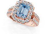 Rose gold Fancy Blue Emerald  Halo Diamond Split Shank Engagement Ring with Prong Setting_40