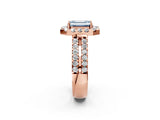 Rose gold Fancy Blue Emerald  Halo Diamond Split Shank Engagement Ring with Prong Setting_41