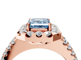 Rose gold Fancy Blue Emerald  Halo Diamond Split Shank Engagement Ring with Prong Setting_43