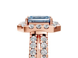 Rose gold Fancy Blue Emerald  Halo Diamond Split Shank Engagement Ring with Prong Setting_44