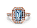 Rose gold Fancy Blue Emerald  Halo Pavé Diamond Engagement Ring with Bezel Setting_36