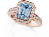 Rose gold Fancy Blue Emerald  Halo Pavé Diamond Engagement Ring with Bezel Setting_37