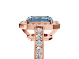 Rose gold Fancy Blue Emerald  Halo Pavé Diamond Engagement Ring with Bezel Setting_41