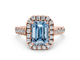 Rose gold Fancy Blue Emerald  Halo Pavé Diamond Engagement Ring with Four-Prong Setting_26