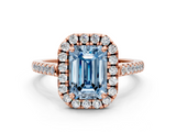 Rose gold Fancy Blue Emerald  Halo Pavé Diamond Engagement Ring with Four-Prong Setting_3
