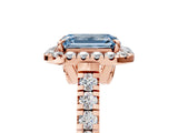 Rose gold Fancy Blue Emerald  Halo Pavé Diamond Engagement Ring with Four-Prong Setting_31